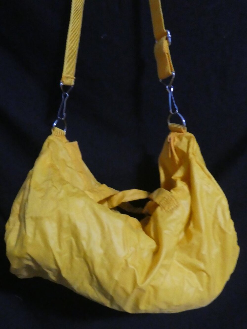 Handmade Slouchy Mustard Yellow Nylon Foldable / Packable Travel Bag